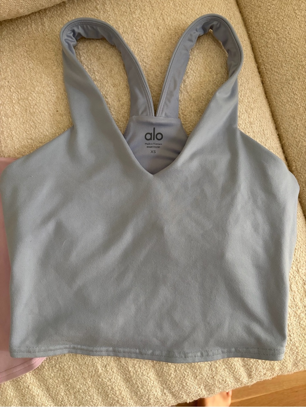 Alo Airbrush Real Bra Tank Crop XS Pink Blue Bundle Winter Frost - Picture 4 of 6